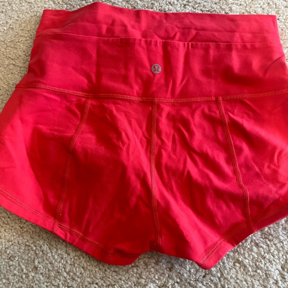 Lululemon Athletica Red Athletic Shorts High-Waisted Performance